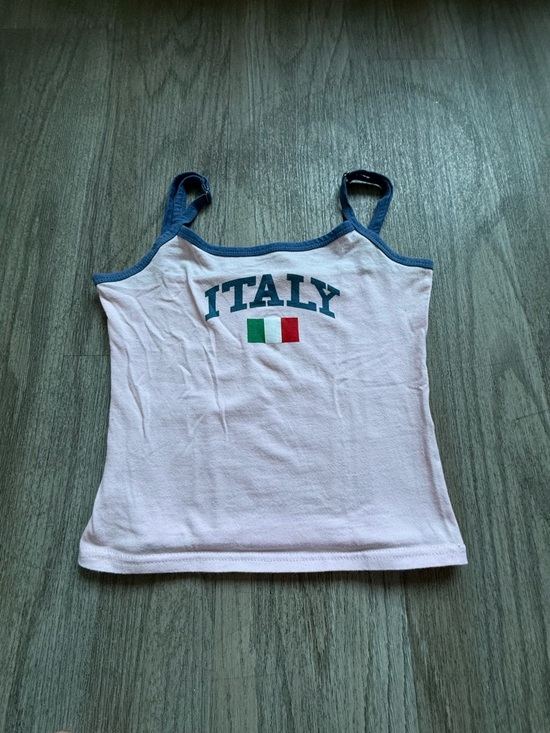 Edikted Tops - Edikted Pink Italy Tank Top with Blue Trim